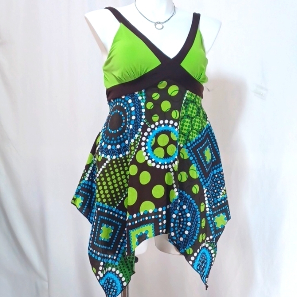 CATO WOMENS SUNDRESS SIZE L IN A BEAUTIFUL BLACK AND FLORENCE GREEN COLOR